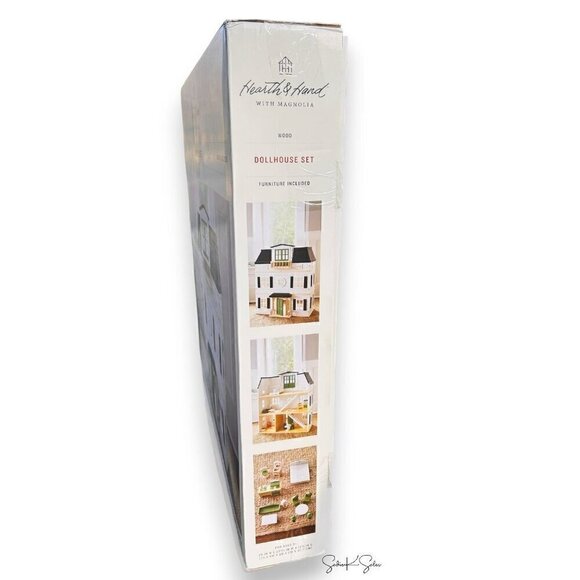 Hearth & Hand Magnolia Wood Toy Doll Townhouse with‎ Furniture -13pc Set - Picture 8 of 9